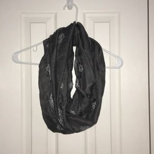 Dark grey owl infinity scarf